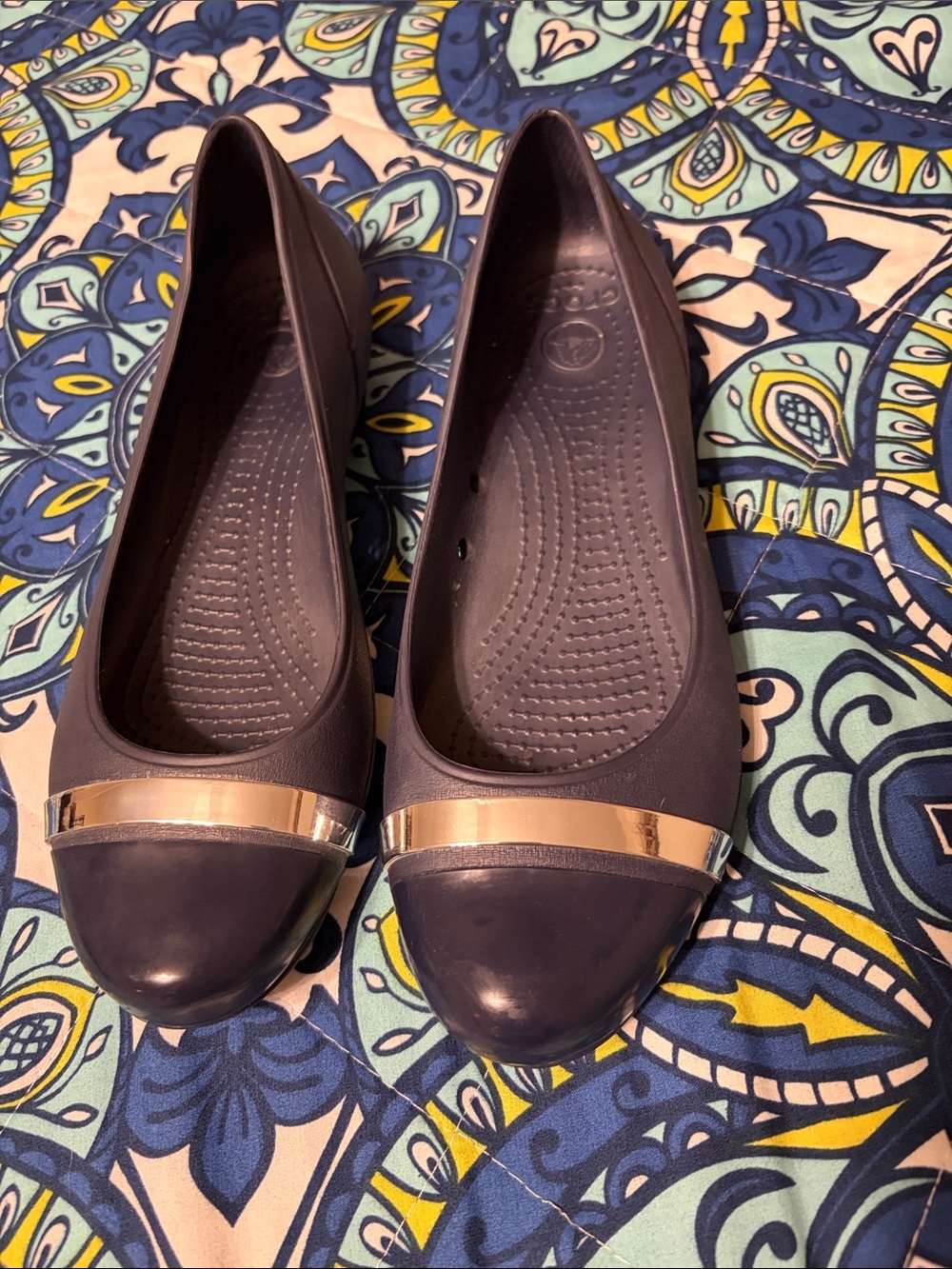 Crocs navy ballet flat Slip-Ons with Silver Line Accent